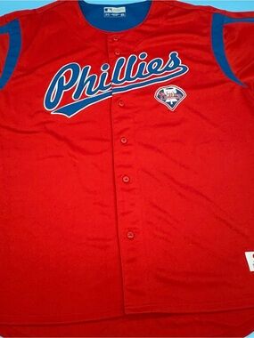 Philadelphia Phillies Stitched MLB Dynasty Series Red Button Down Jersey 2XL